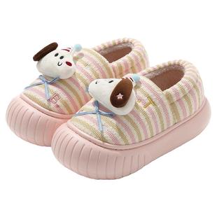 儿童棉拖鞋女童2025新款冬季包跟室内家居防滑厚底加毛绒保暖棉鞋
