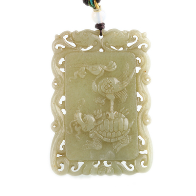 欧说珠宝和田玉龟鹤吊坠项链保真