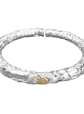 999.9足银锤纹莲花手镯一物一证