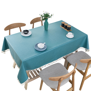 桌布防水防油免洗防烫北欧中式棉麻餐桌布艺简约家用长方型茶几布