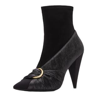 STELLA LUNA秋冬尖头粗跟复古摩登短靴女套筒高跟瘦瘦靴SLP318163