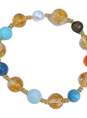 天然多宝黄水晶手链女轻奢小众