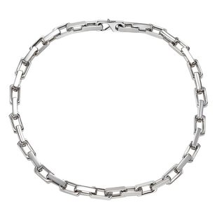 GRGR 银色方古巴链项链男女嘻哈欧美流行情侣同款钛钢粗锁骨链