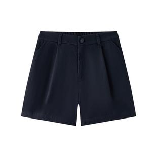 [商场同款]森马休闲裤女打褶简约百搭2025新款夏宽松白色短裤女装