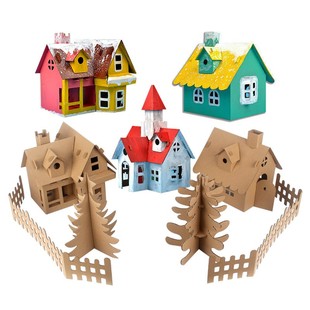 儿童手工纸房子diy纸板小屋制作材料包二年级科学课纸箱拼装模型
