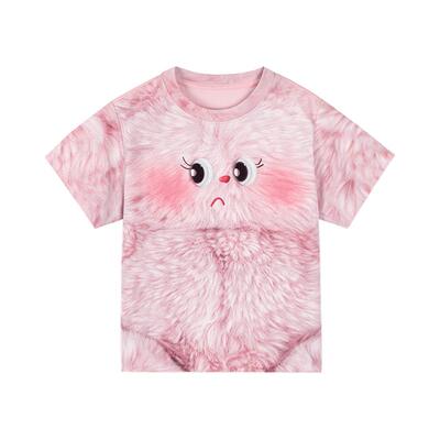 [持久凉感3A抗菌]woobaby儿童短袖T恤男童女童夏装宝宝上衣童装