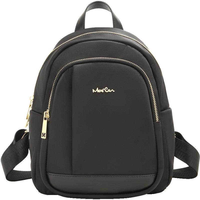 稻草人双肩包女时尚黑色书包旅游休闲帆布旅行通勤百搭大学生背包