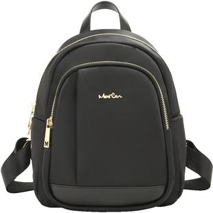 稻草人双肩包女时尚黑色书包旅游休闲帆布旅行通勤百搭大学生背包