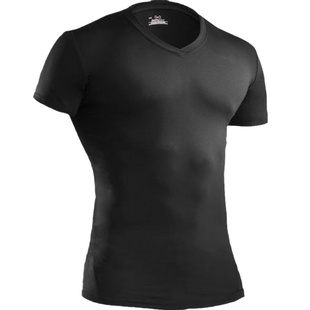 美国安德玛 UA 战术V领紧身速干Heatgear跑步T恤衫男短袖1216010