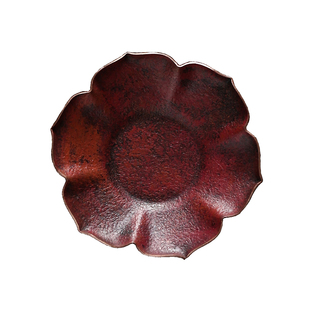 手工铜杯垫 日本杯托锡 银紫铜 茶托莲花奉隔热垫 金工茶道配件