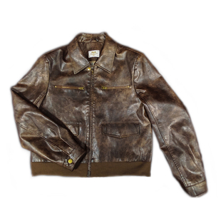 Vintage男女BF109哈特曼王牌飞行员复古秋冬翻领休闲皮衣外套夹克