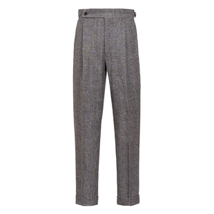 Acme cultum美利奴羊毛冬季法兰绒亲王格单褶直筒西裤男正装长裤