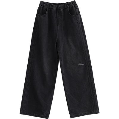 复古美式潮流黑色牛仔裤