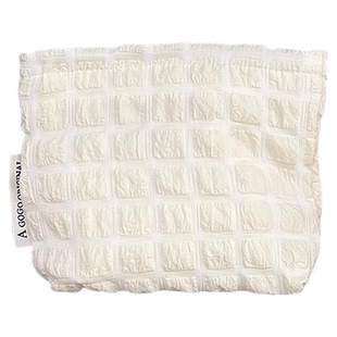 ins小众化妆包小号方形云朵包便携补妆收纳袋笔袋钱包纯色内胆包