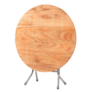 实木折叠餐桌家用桌子摆摊大圆桌简易酒店桌椅6人8人家用圆形饭桌