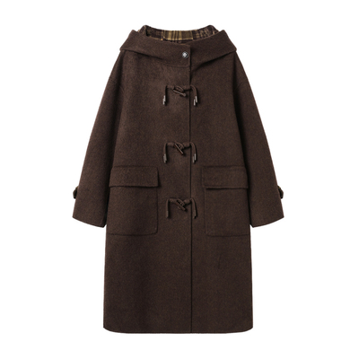 西町村屋学院感外套女2025冬新款复古中长款双面呢大衣XHAD10533