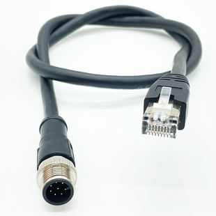 M12转RJ45工业千兆以太网络线 高柔带屏蔽拖链线缆工业防水网线