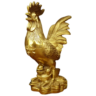 铜公鸡摆件大号纯黄铜生肖金鸡报晓元宝鸡生财大吉大利家居吉祥物