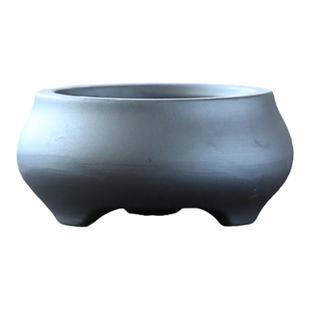 简约日式插花圆盘花道小原流花器禅意剑山中式插花器手工复古花盆