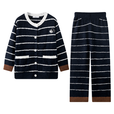 迪士尼女冬季保暖半边绒米奇睡衣