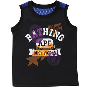 BAPE童装春夏猿人字母STA星星印花网眼运动篮球背心383611G