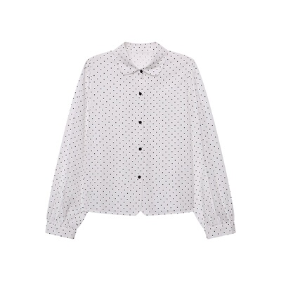 法式复古波点全棉衬衫长袖宽松