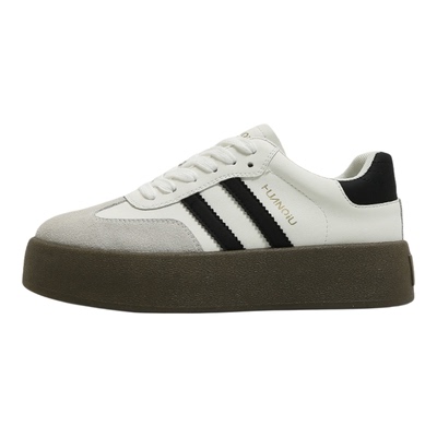 环球厚底德训鞋女款冬季加绒百搭复古小白鞋爆款增高休闲运动板鞋