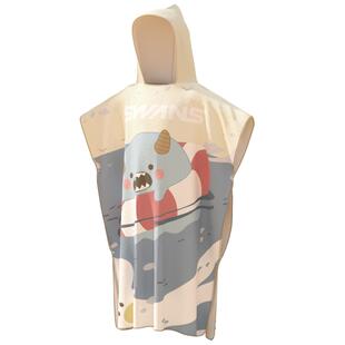 swans儿童斗篷吸水速干浴袍不掉毛快干游泳浴巾专用保暖袍外披衣