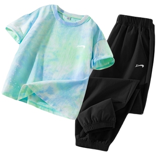 贵人鸟童装男童套装2026新款夏季儿童纯棉短袖t恤大童速干运动裤