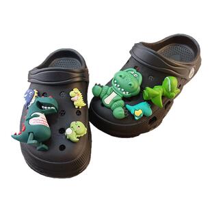 夏季儿童小恐龙拖鞋男童绿色霸王龙洞洞鞋帅气外穿时尚小孩男款男