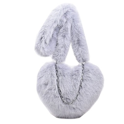 可爱桃心设计毛毛包大容量单肩包