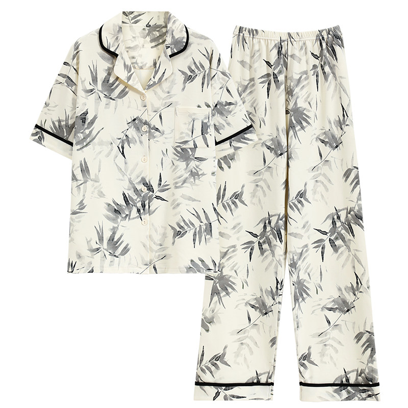 夏季女士睡衣短袖长裤家居服套装