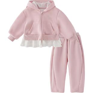 jellybaby女童春秋套装小童春季运动衣服宝宝甜美春装5儿童两件套