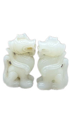 琉璃仿白玉麒麟立体吊坠挂件