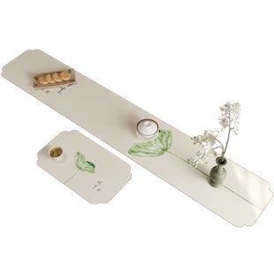 茶席新中式禅意桌布硅藻泥强吸水垫免洗可擦桌旗轻奢高级感长条垫