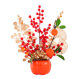 2026新年装饰福桶柿柿如意客厅电视柜乔迁之喜过马年布置春节摆件