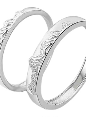 情侣对戒纯银轻奢小众情侣款戒指纪念日定情信物送女友