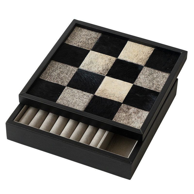 赫本家首饰收纳盒棋盘格装饰摆件