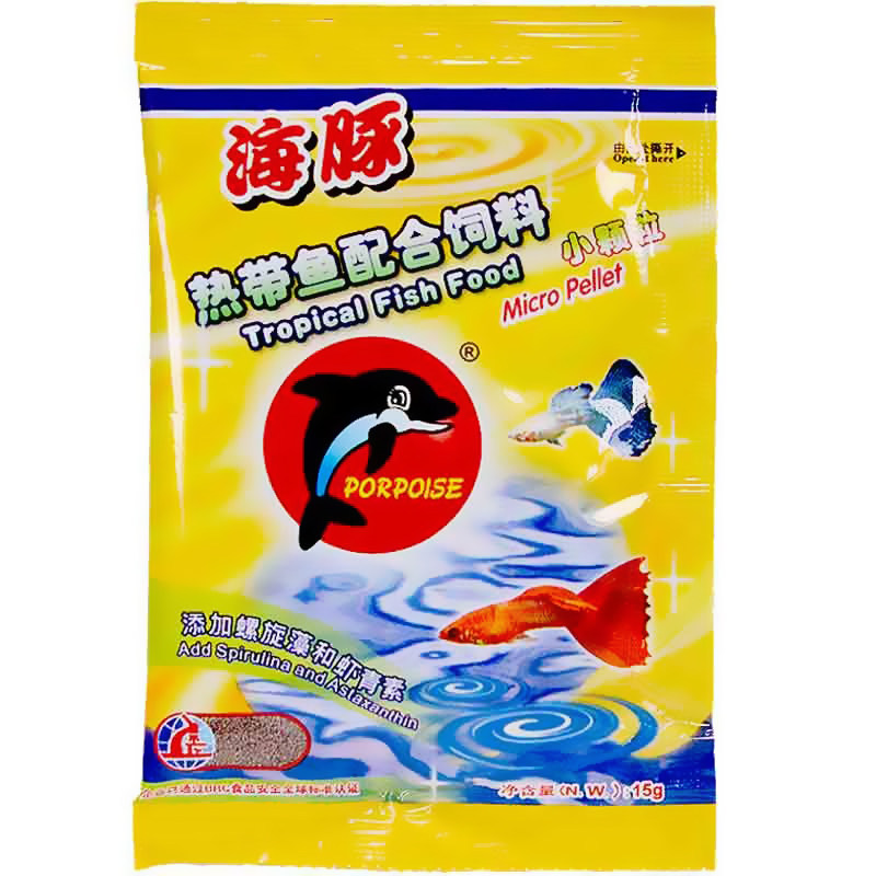 海豚牌微颗粒热带鱼粮小鱼孔雀鱼灯科鱼小型鱼鱼食鱼粮开口饲料