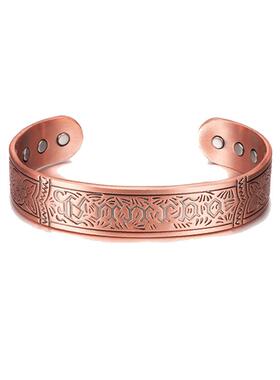 新款红铜手镯欧美风复古宽面字符红铜手镯磁性手镯情侣