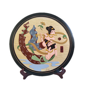 敦煌手工木刻画 木板画敦煌旅游纪念品直径15公分木版画 2块包邮