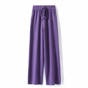 100%纯羊毛气质阔腿裤女高腰羊绒云朵裤宽松休闲直筒外穿长裤秋冬