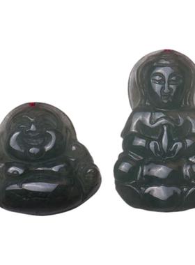 梦克拉翡翠观音佛公吊坠 A货翡翠弥勒佛公玉观音