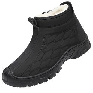 老北京羊毛鞋加厚保暖棉鞋男款冬季皮毛一体东北户外防滑大码男鞋