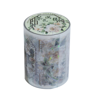 国风亭子楼阁古风建筑手帐胶带窗格手账素材拼贴装饰带模切胶纸