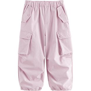 马克珍妮男女童超轻弹力工装裤 儿童降落伞裤2025春装新款550329