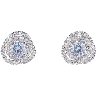 奢华气质超闪满钻耳钉简约高级感小巧耳环独特设计名媛风优雅耳饰