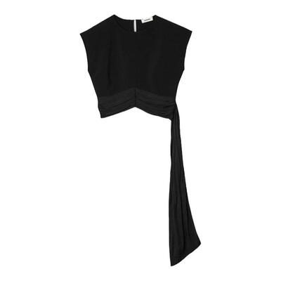 设计感黑色无袖短款T恤SANDRO