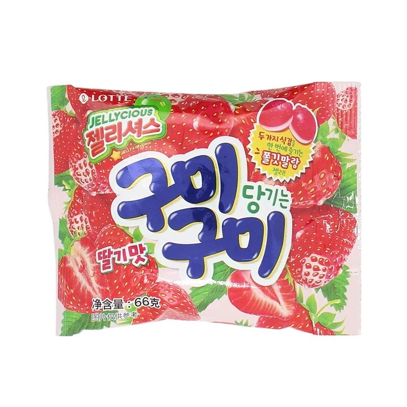 韩国进口食品乐天鲨鱼型软糖70g西瓜水果味软糖草莓味糖果解馋