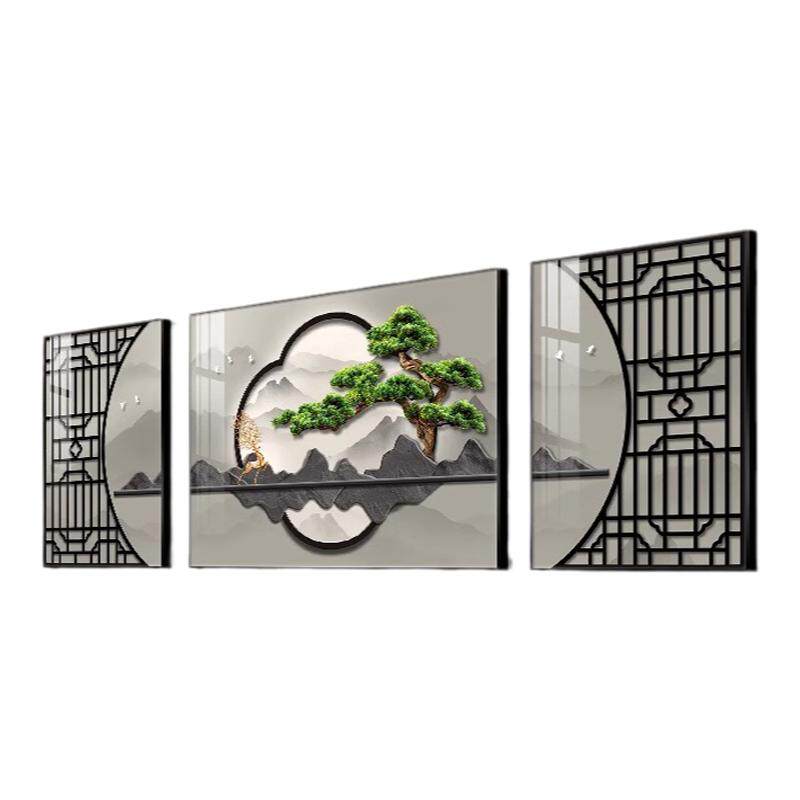 办公室客厅新中式禅意迎客松挂画